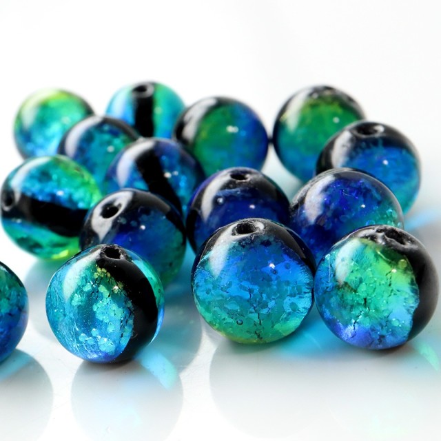 光る ケラマブルー ホタルガラス 10mm 粒売り 1粒 とんぼ玉 沖縄 お土産