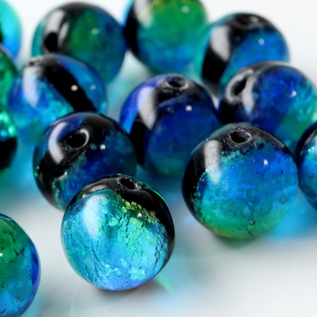 光る ケラマブルー ホタルガラス 10mm 粒売り 1粒 とんぼ玉 沖縄 お土産