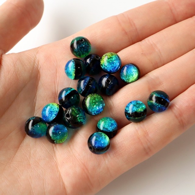 光る ケラマブルー ホタルガラス 10mm 粒売り 1粒 とんぼ玉 沖縄 お土産