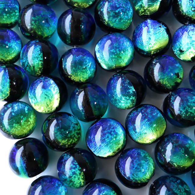 蓄光 ケラマブルー ホタルガラス 12mm 一連 ビーズ売り(33粒) 沖縄 お土産 慶良間諸島