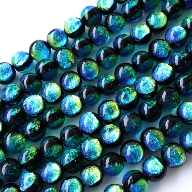 蓄光 ケラマブルー ホタルガラス 8mm 一連 ビーズ売り(50粒) 沖縄 お土産 慶良間諸島