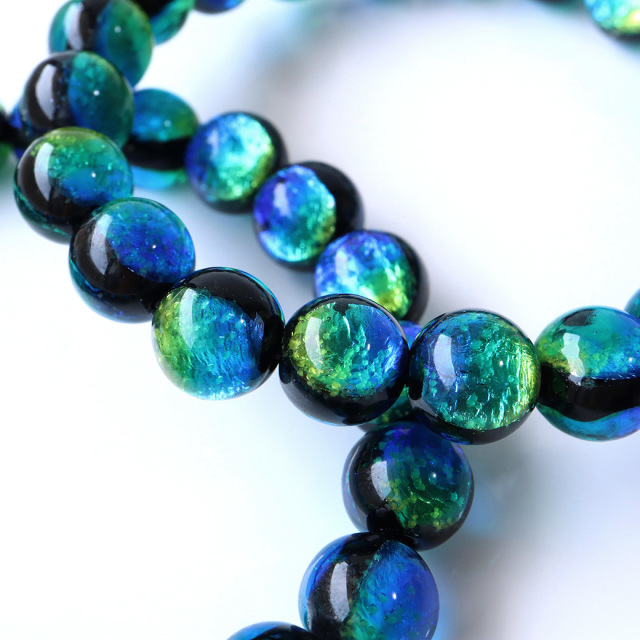 蓄光 ケラマブルー ホタルガラス ブレスレット 10mm 沖縄 お土産 慶良間諸島