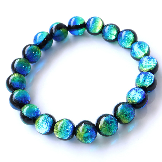 蓄光 ケラマブルー ホタルガラス ブレスレット 10mm 沖縄 お土産 慶良間諸島