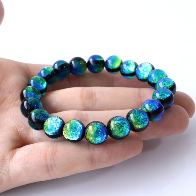 蓄光 ケラマブルー ホタルガラス ブレスレット 10mm 沖縄 お土産 慶良間諸島
