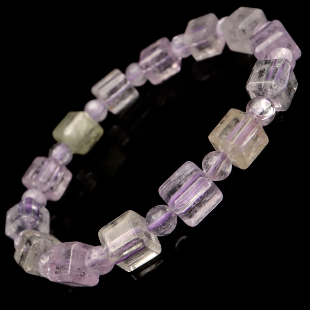 クンツァイト ブレスレット キューブカット ブラジル産 1点物 天然石 Kunzite リチア輝石 リチアきせき