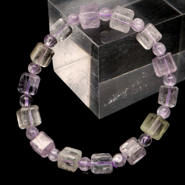 クンツァイト ブレスレット キューブカット ブラジル産 1点物 天然石 Kunzite リチア輝石 リチアきせき