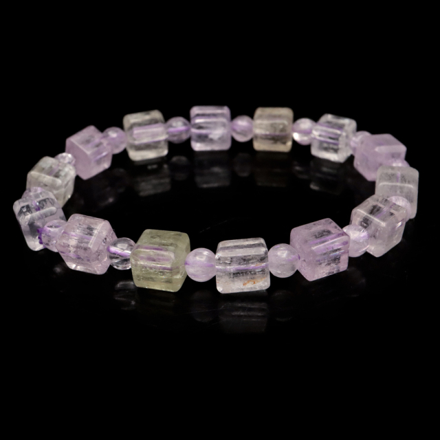 クンツァイト ブレスレット キューブカット ブラジル産 1点物 天然石 Kunzite リチア輝石 リチアきせき
