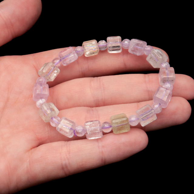 クンツァイト ブレスレット キューブカット ブラジル産 1点物 天然石 Kunzite リチア輝石 リチアきせき