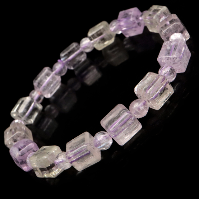 クンツァイト ブレスレット キューブカット ブラジル産 1点物 天然石 Kunzite リチア輝石 リチアきせき