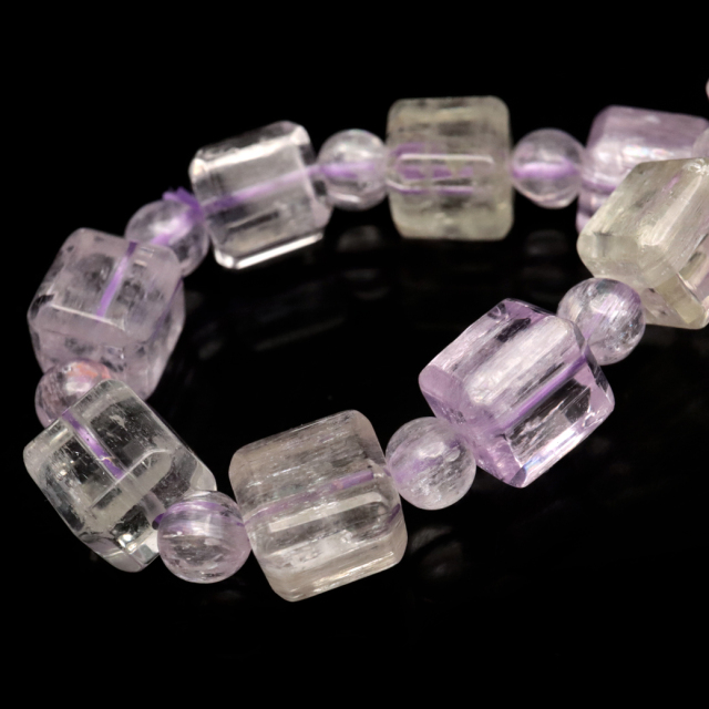 クンツァイト ブレスレット キューブカット ブラジル産 1点物 天然石 Kunzite リチア輝石 リチアきせき