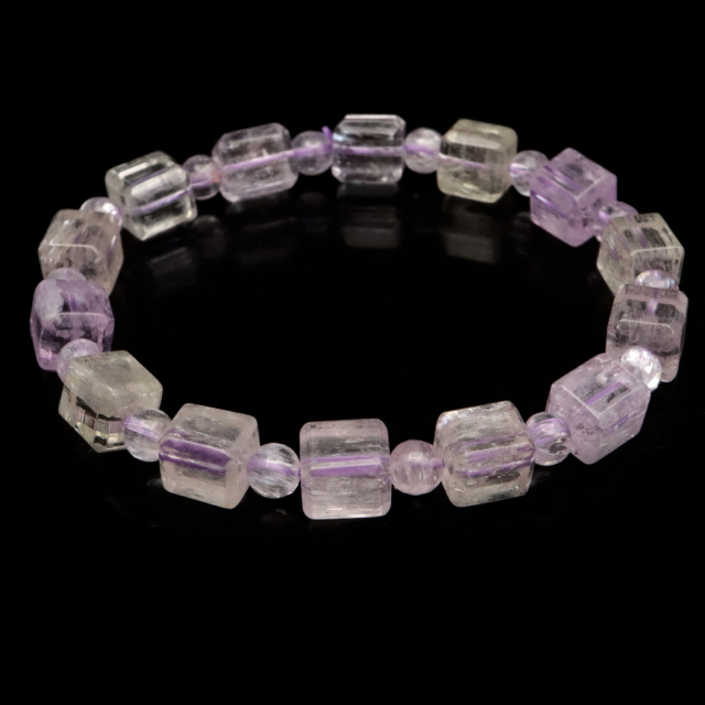 クンツァイト ブレスレット キューブカット ブラジル産 1点物 天然石 Kunzite リチア輝石 リチアきせき