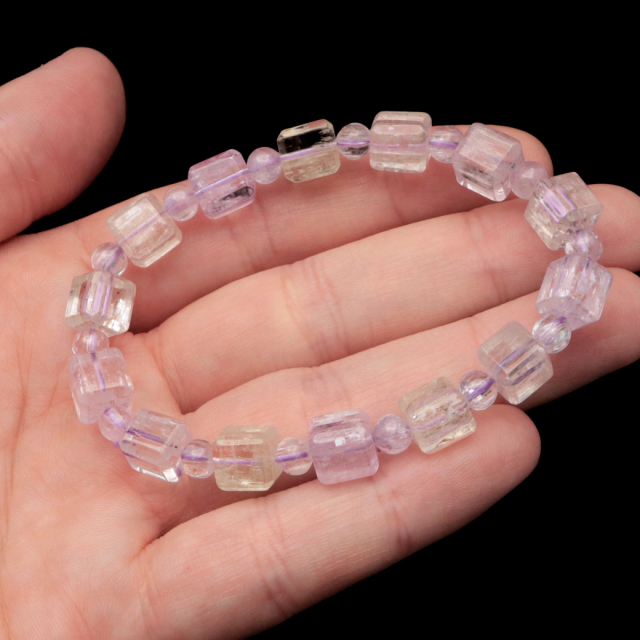 クンツァイト ブレスレット キューブカット ブラジル産 1点物 天然石 Kunzite リチア輝石 リチアきせき