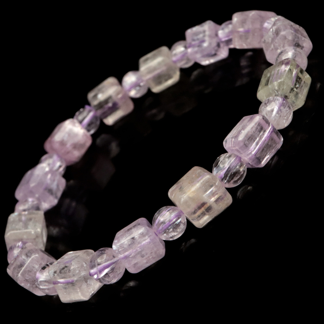 クンツァイト ブレスレット キューブカット ブラジル産 1点物 天然石 Kunzite リチア輝石 リチアきせき