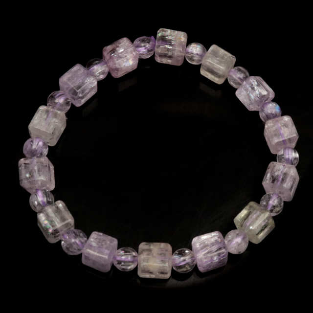 クンツァイト ブレスレット キューブカット ブラジル産 1点物 天然石 Kunzite リチア輝石 リチアきせき