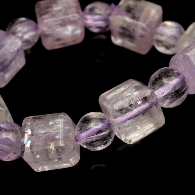 クンツァイト ブレスレット キューブカット ブラジル産 1点物 天然石 Kunzite リチア輝石 リチアきせき