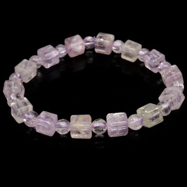 クンツァイト ブレスレット キューブカット ブラジル産 1点物 天然石 Kunzite リチア輝石 リチアきせき
