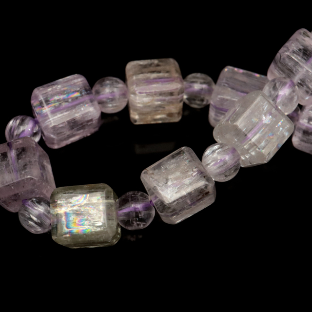 クンツァイト ブレスレット キューブカット ブラジル産 1点物 天然石 Kunzite リチア輝石 リチアきせき
