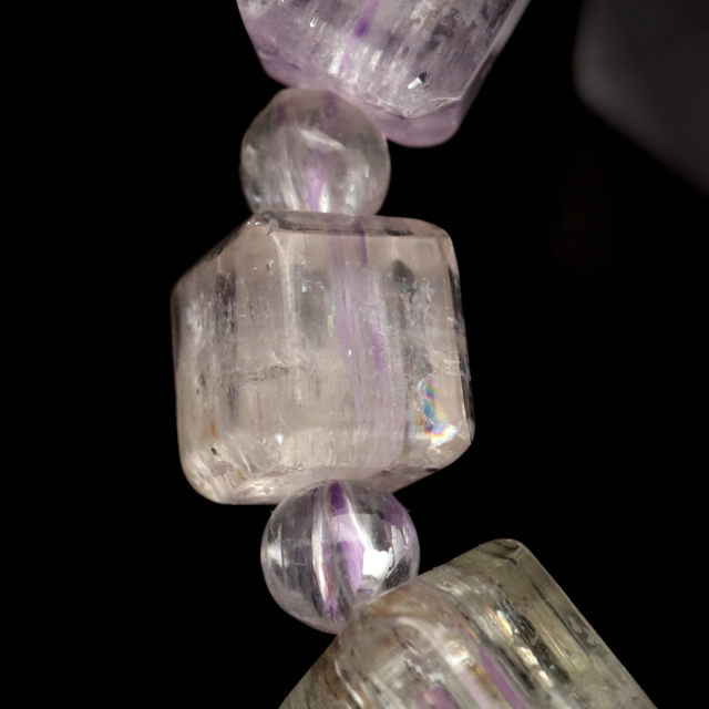 クンツァイト ブレスレット キューブカット ブラジル産 1点物 天然石 Kunzite リチア輝石 リチアきせき