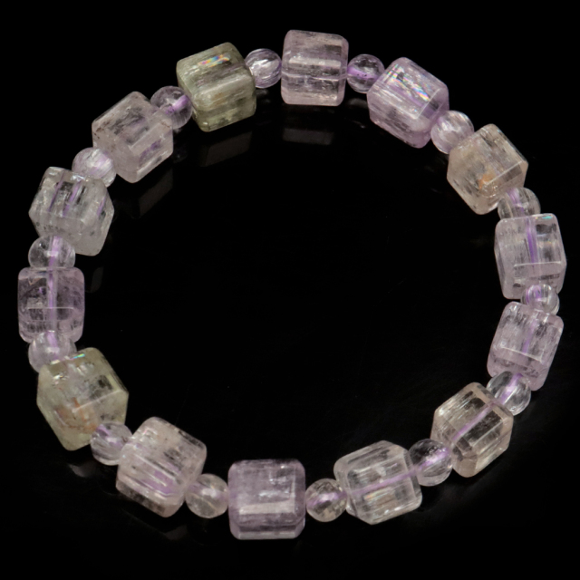 クンツァイト ブレスレット キューブカット ブラジル産 1点物 天然石 Kunzite リチア輝石 リチアきせき