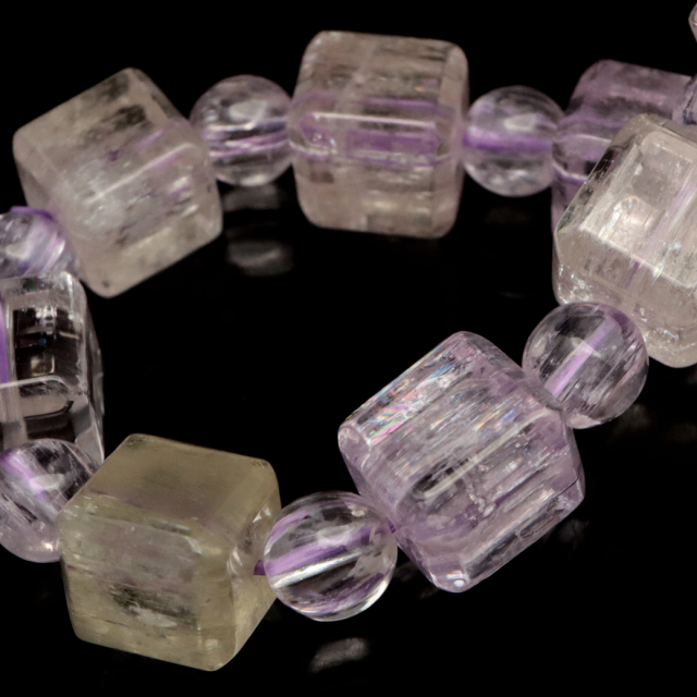 クンツァイト ブレスレット キューブカット ブラジル産 1点物 天然石 Kunzite リチア輝石 リチアきせき