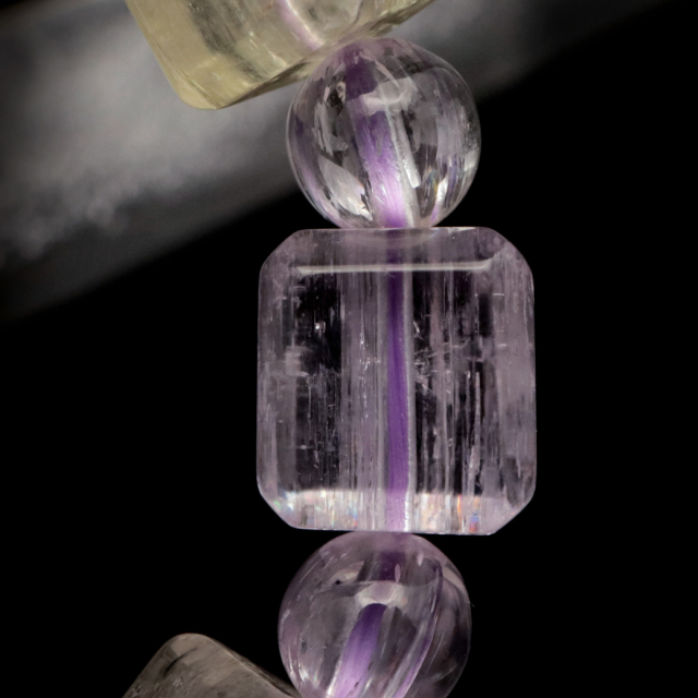 クンツァイト ブレスレット キューブカット ブラジル産 1点物 天然石 Kunzite リチア輝石 リチアきせき
