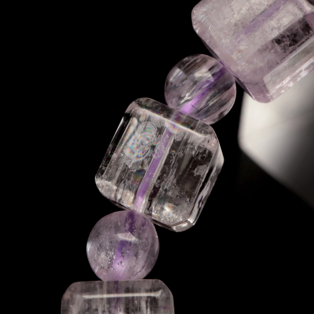 クンツァイト ブレスレット キューブカット ブラジル産 1点物 天然石 Kunzite リチア輝石 リチアきせき