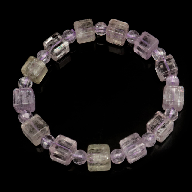 クンツァイト ブレスレット キューブカット ブラジル産 1点物 天然石 Kunzite リチア輝石 リチアきせき