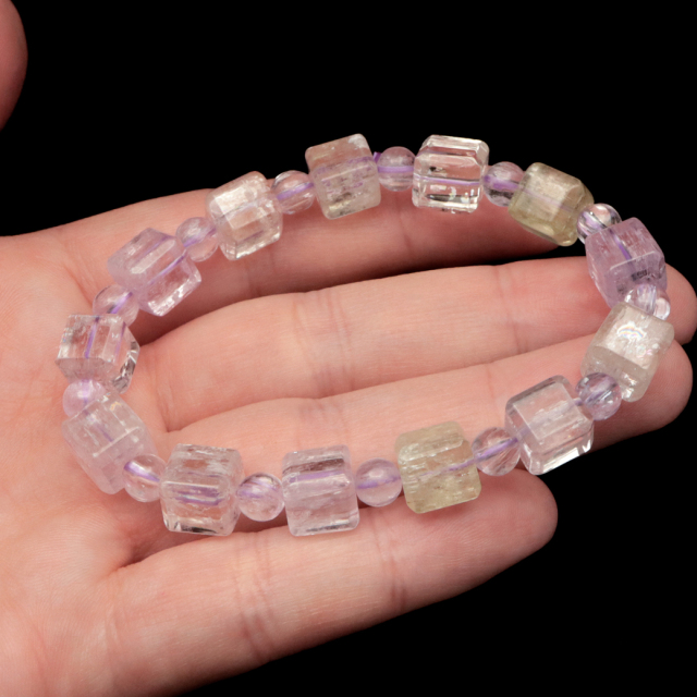 クンツァイト ブレスレット キューブカット ブラジル産 1点物 天然石 Kunzite リチア輝石 リチアきせき