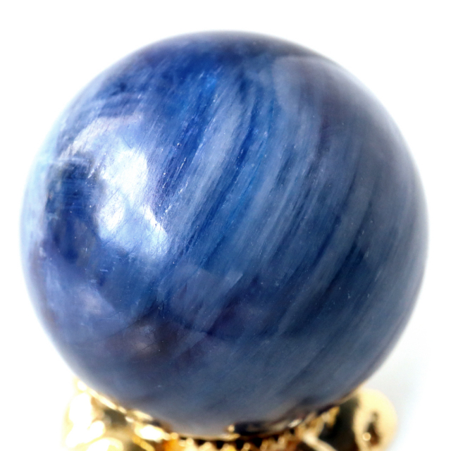 カイヤナイト 丸玉 キャッツアイ 直径約21mm 台座付き 天然石 パワーストーン 1点もの kyanite 藍晶石