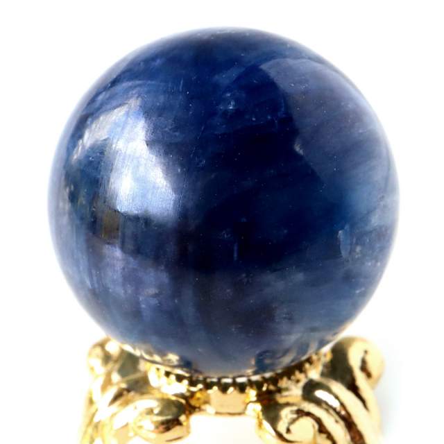 カイヤナイト 丸玉 キャッツアイ 直径約21mm 台座付き 天然石 パワーストーン 1点もの kyanite 藍晶石