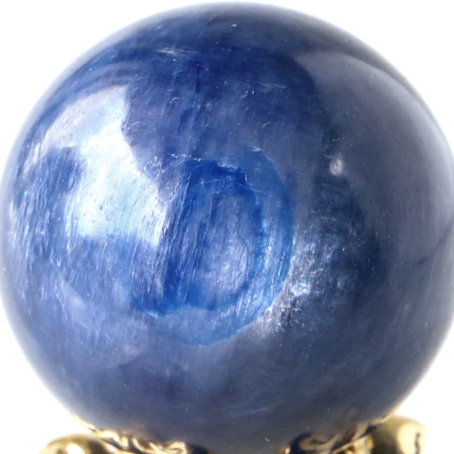 カイヤナイト 丸玉 キャッツアイ 直径約21mm 台座付き 天然石 パワーストーン 1点もの kyanite 藍晶石