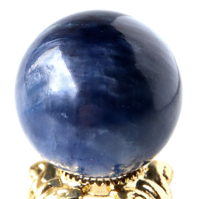 カイヤナイト 丸玉 キャッツアイ 直径約21mm 台座付き 天然石 パワーストーン 1点もの kyanite 藍晶石