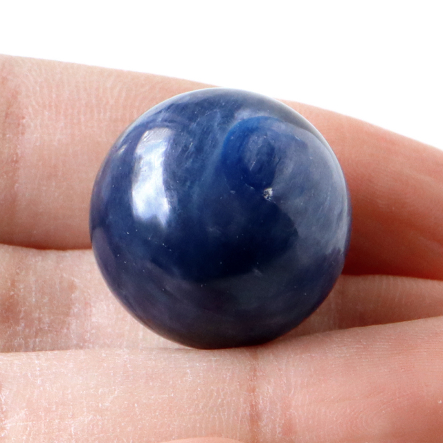 カイヤナイト 丸玉 キャッツアイ 直径約21mm 台座付き 天然石 パワーストーン 1点もの kyanite 藍晶石