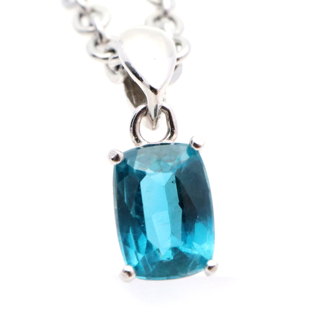 インディゴ ブルー カイヤナイト ネックレス AAA  スクエア ファセットカット SILVER925 宝石質 天然石 バレンタイン