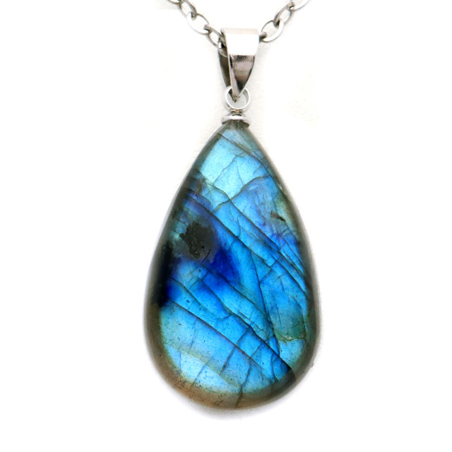 ラブラドライト ペンダント ネックレス 天然石 AAA ブルーシラー パワーストーン 1点もの Labradorite
