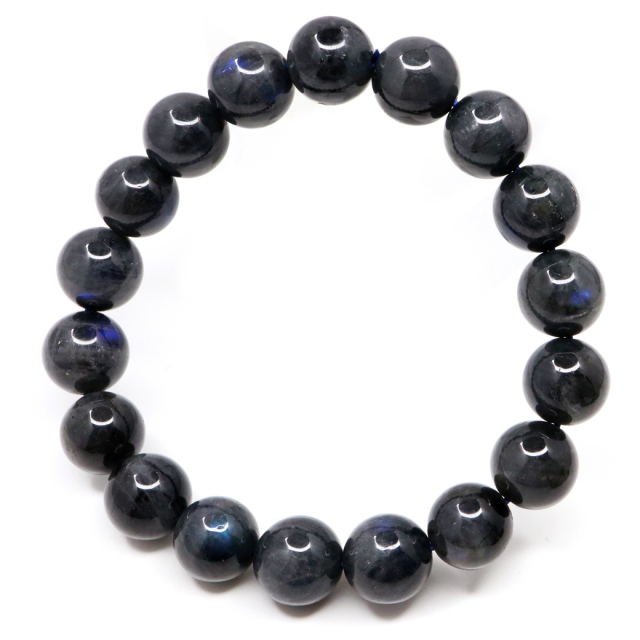ブラック ラブラドライト ブレスレット 11mm 漆黒に輝くブルーシラー 天然石 パワーストーン
