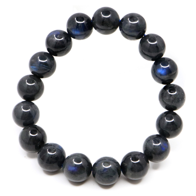 ブラック ラブラドライト ブレスレット 12mm 漆黒に輝くブルーシラー 天然石 パワーストーン