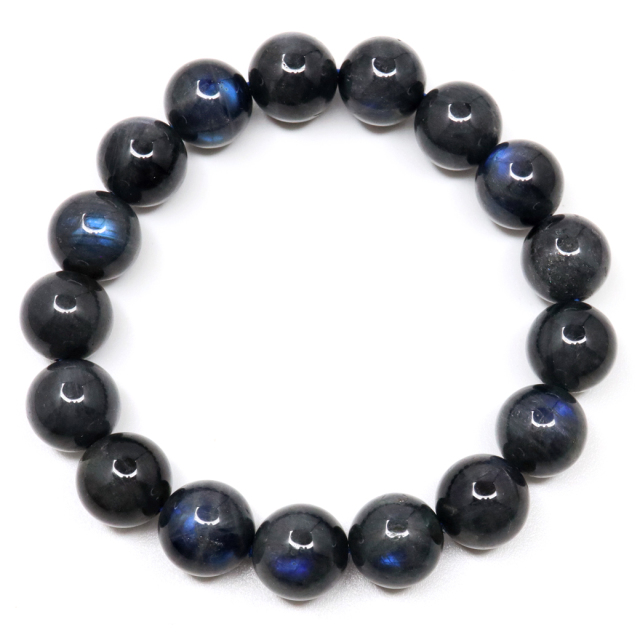 ブラック ラブラドライト ブレスレット 12mm 漆黒に輝くブルーシラー 天然石 パワーストーン