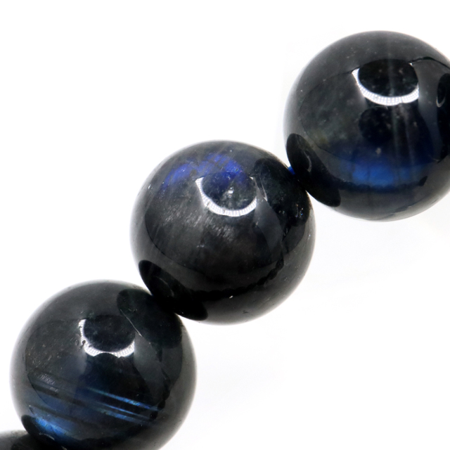 ブラック ラブラドライト ブレスレット 12mm 漆黒に輝くブルーシラー 天然石 パワーストーン