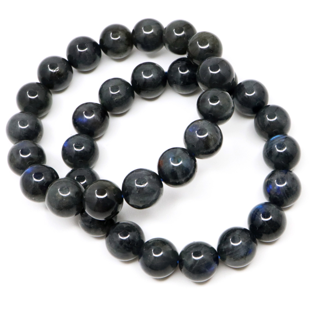 ブラック ラブラドライト ブレスレット 12mm 漆黒に輝くブルーシラー 天然石 パワーストーン