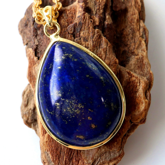 天然 ラピスラズリ ペンダント Silver925 チェーン付き パワーストーン 1点物
