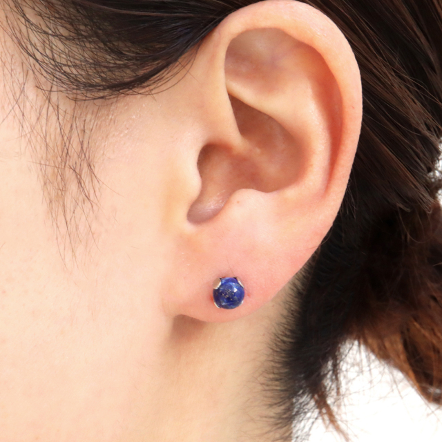 ラピスラズリ ピアス レディース メンズ スタッドピアス 6mm  天然石 パワーストーン おしゃれ かわいい 金属アレルギー 両耳用