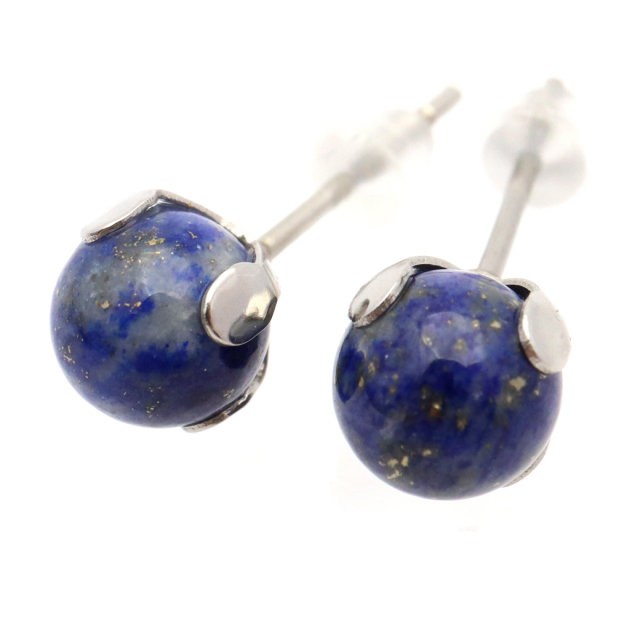ラピスラズリ ピアス レディース メンズ スタッドピアス 6mm  天然石 パワーストーン おしゃれ かわいい 金属アレルギー 両耳用