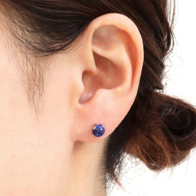 ラピスラズリ ピアス レディース メンズ スタッドピアス 6mm  天然石 パワーストーン おしゃれ かわいい 金属アレルギー 両耳用