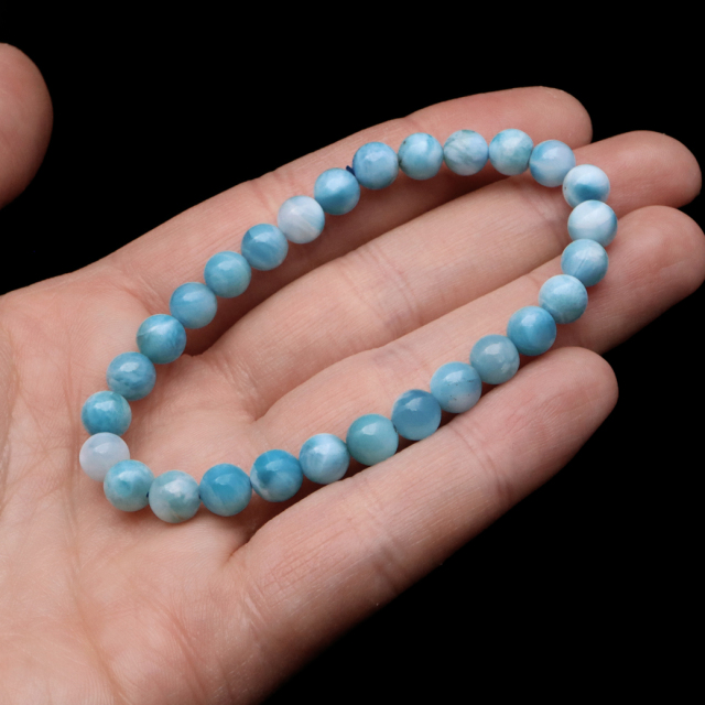 ラリマー ブレスレット 6.5mm ドミニカ産 1点物 天然石 ヒーリングストーン