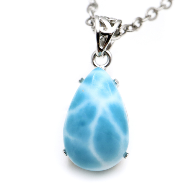 天然石 ラリマードロップ型ネックレス 箱付き 天然石 ラリマードロップ型ネックレス 箱付き