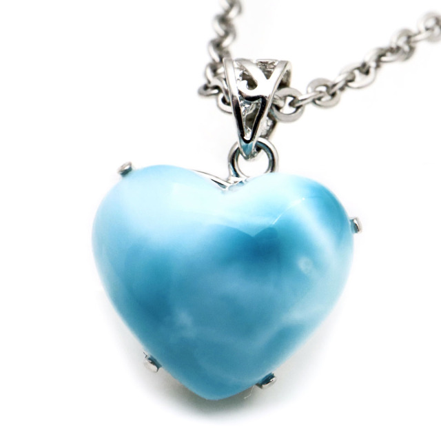 ラリマー ネックレス ハート型 天然石 ペンダント Silver925