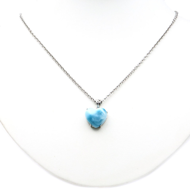 ラリマー ネックレス ハート型 天然石 ペンダント Silver925