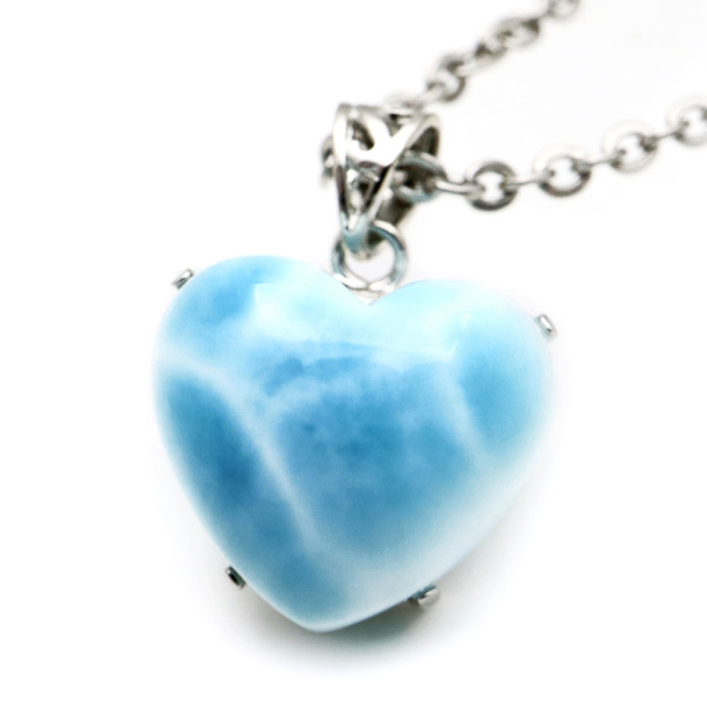 天然石ラリマー☆高品質！ハート型ペンダントトップ☆ラリマーらしい模様が素敵☆ 天然石ラリマー☆高品質！ハート型ペンダントトップ☆ラリマー