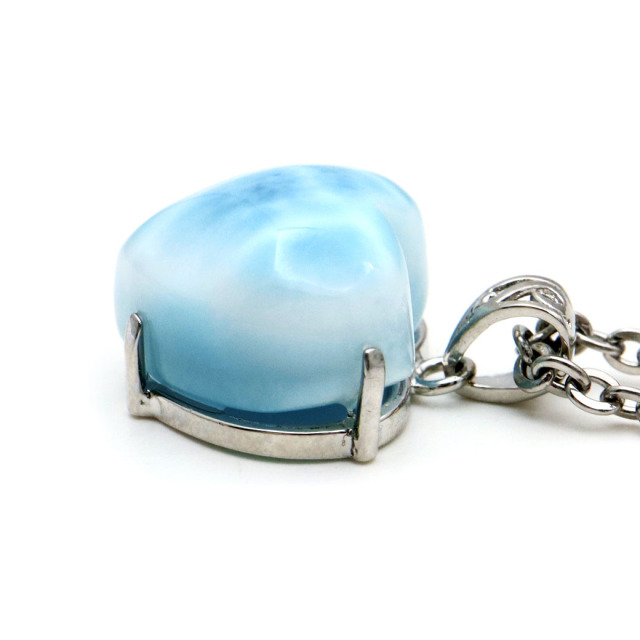 ラリマー ネックレス ハート型 天然石 ペンダント Silver925